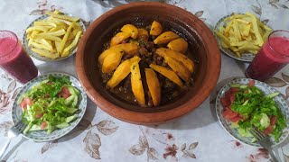 طاجين اللحم بالبطاطا الحلوة🥔🥔 والزبيب كيجي غزال ولذيذ 😋😋😋