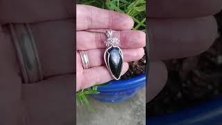 SOLD: Black Tourmaline Handcrafted Sterling Silver Wire Wrap Root Chakra Protection Reiki Pendant