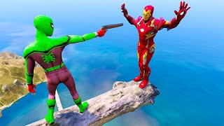 GTA 5 Crazy Ragdolls SPIDERMAN VS IRON MAN (Euphoria Physics, Ragdolls Fails, Funny Moments)