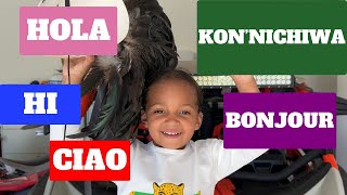 Charming Charlo Tries on Venetian Masks While Speaking 5 Different Languages | Toddler Tries On Mask