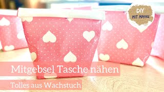 Mitgebsel Tasche in 3 Minuten selber nähen aus Wachstuch 🤩 NEUE effiziente Nähtricks 🥰