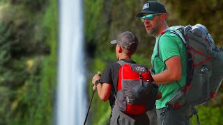 Backpacking to a secret waterfall with my son