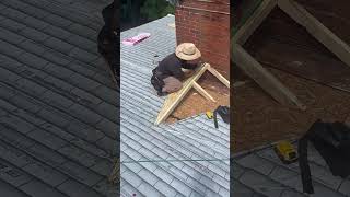 Making cricket so the chimney won’t leak #roofers #roofer #construction #roof #shingles #contractor