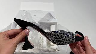 Amina Muaddi Paloma Crystal-embellished Suede Sandals  Unboxing