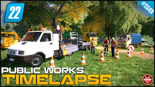 🚧 Cutting Trees & Turning Them Into Wood Chips For A Great Profit ⭐ FS22 City Public Works Timelapse