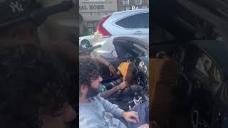 Man Drives Car with a Timberland Boot Steering Wheel 💀 #wtf #cars #funnyshorts