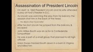 Lincoln Assassination Notes