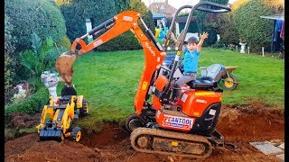 Alex Ride on the Real Excavator 🚜 Driving Power Wheels !