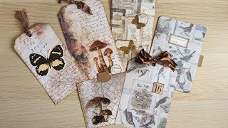 Mass Making Tags From Scraps ~ Tina's Weekly Workshop 16/116 ~ Woodland Junk Journal Ideas