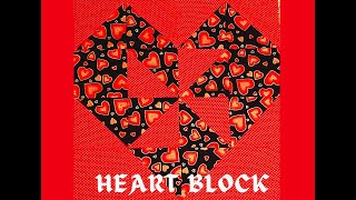 Heart quilt block with Pinwheel center, hst friendly