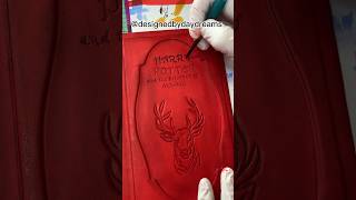 Making a HANDMADE LEATHER BOUND Harry Potter book! Part 2 #bookbinding #leatherbook #shorts