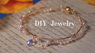 #diy  Crystal Pearl Bangle | Jewelry Making | How to Make Bangle