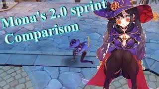 Mona's sprint 1.6-2.0 Comparison / Genshin Impact