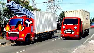 truk tronton,truk oleng,truk trailer berubah jadi tayo the little bus