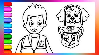 Drawing Ryder, Chase and Skye from Paw Patrol🐶👮🐾🐶🎀🌈 ✨ drawing for kids