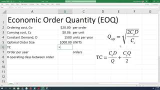 Basic Economic Order Quantity EOQ | Problem Solving