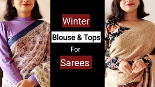 Winter Blouse Haul | Winter Blouse & Crop Tops For Saree | Winter Saree Look | MomaTiara