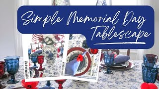 Simple Memorial Day Tablescape ~ Patriotic Table Setting