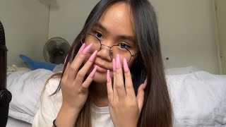 ASMR with my og pink nails ( scratching, tapping, crinkles, etc. )