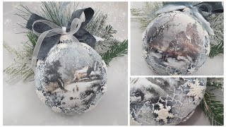 Decoupage ❄ bauble, medallion, winter views, snowflakes ❄ #itdcollection.. #decoupage #diy ...