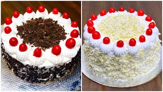 2 Easy Black Forest Cake & White Forest Cake in Pressure Cooker | Birthday Cake Recipe