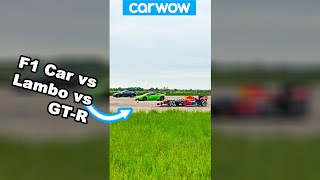 F1 Car v 1200hp Lambo v 1300hp GT-R | carwow #Shorts