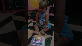 vivaansh first time tasted cake, awe cute  expression