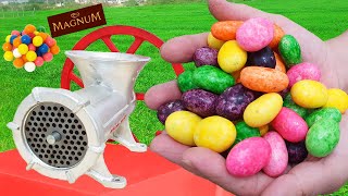 EXPERIMENT! COLORFUL ICE CREAM BARS vs MEAT GRINDER COOL EFFECT! NEW COLORFUL