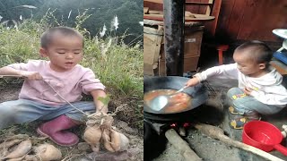 Rural life little chef , Heart warming cooking food