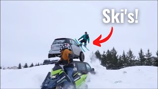 Jumping Smart Cars With Skis!