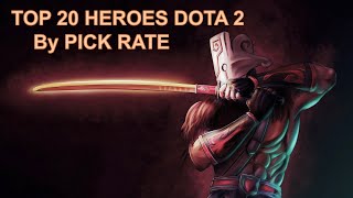 DOTA 2 TOP 20 heroes by pick rate  2022