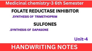 synthesis of trimethoprim | synthesis of dapasone  | folate reductase inhibitor | sulfones unit-4