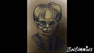 Let's Caricature Draw Dwight Schrute from The Office - 0197 - Speed / Time Lapse Drawing