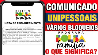 COMUNICADO BOLSA FAMÍLIA PRA QUEM MORA SOZINHO: BLOQUEIOS E CANCELAMENTOS!