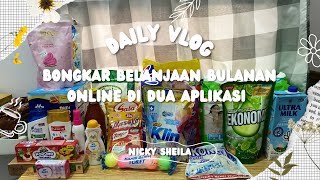 DAILY VLOG ‼️ Bongkar Belanjaan Bulanan Online di Dua Aplikasi