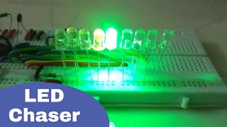 LED Chaser Circuit | LED Chaser on Breadboard using Ic 555 and Ic 4017