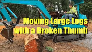 Moving Large Logs with a Mini Excavator, Komatsu PC20-7