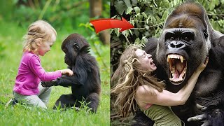 Girl grew up next to the Gorilla, and 12 years later they met again in the jungle