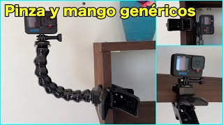 ACCESORIOS GENÉRICOS PARA GO PRO. Pinza y mango flexible