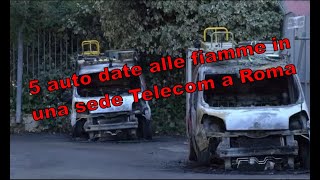 Cinque auto date alle fiamme in una sede della Telecom a Roma. All'esterno la scritta "No al 41 bis"