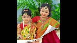 cute babies in elegant dress saris looks very decent and charming