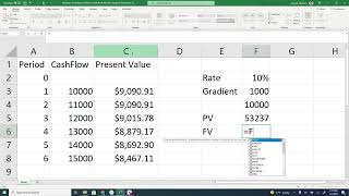 Uniform Arithmetic Gradient Series Cash Flow Time Value of Money Using MS Excel