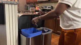 Hands Free Dual Compartment Recycling Kitchen Step Trash Can Review