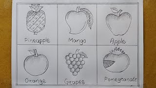 Different types of Fruits Drawing easy| How to draw Different types of Fruits | Fruits Chart drawing