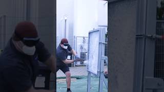 Can he destroy this bulletproof glass? #burglary