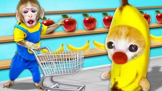 Shopping Struggles: Banana Cat vs. Kiki Monkey's Long Checkout! 🐱 Baby Banana Cat Compilation 😿