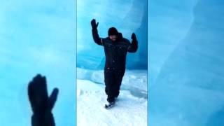 Lucero in Alaska - snow machine day - todd beene dancing in a glacial ice cave - ben nichols chillin