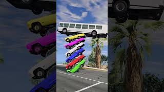 Random Color Cars & Buses Fall Crash - BeamNG.drive #youtubeshorts