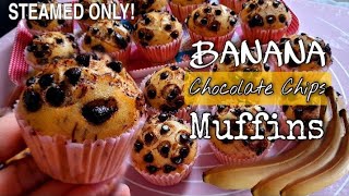 HOS TO MAKE NO OVEN BANANA CHOCOLATE CHIPS MUFFINS / STEAMED ONLY / bake by mama jhane