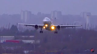 2 Attempts To Land in Tricky Blustery Conditions AT Birmingham Airport    OO-SSU BRUSSELS AIRLINES